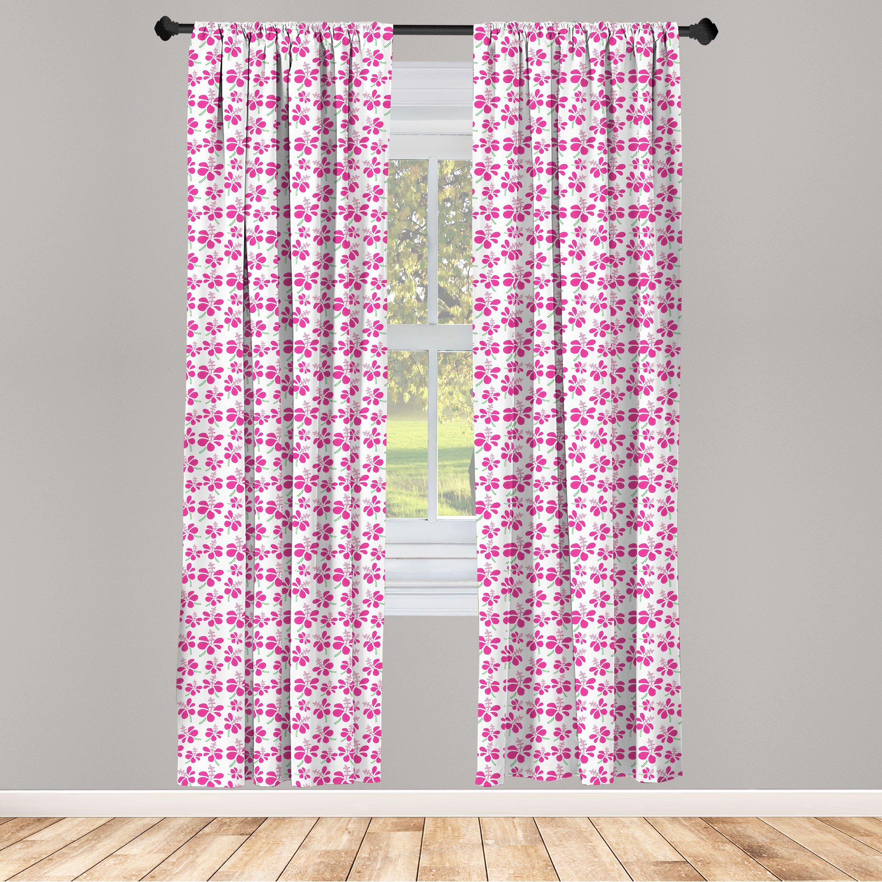 Gardine Vorhang für Wohnzimmer Schlafzimmer Dekor, Abakuhaus, Microfaser, Blumen Romantische Kommandos Blumen