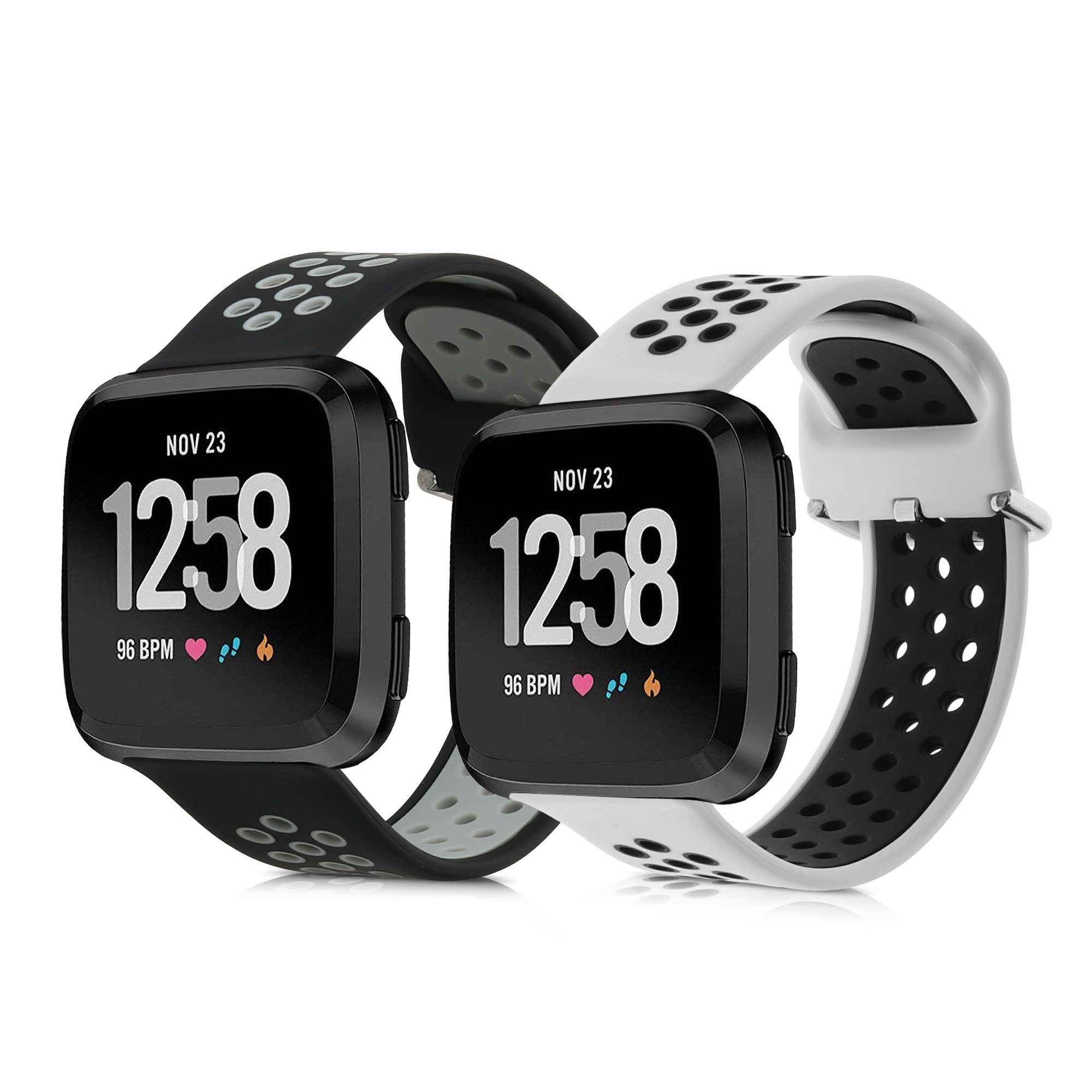 Fitnesstracker Set 2x Silikon für Armband Lite / Sportarmband kwmobile 2, Versa / TPU Versa Fitbit Uhrenarmband Versa