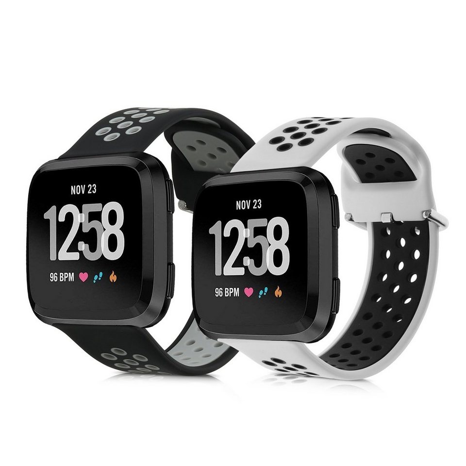 kwmobile Uhrenarmband 2x Sportarmband für Fitbit Versa / Versa Lite / Versa  2, Armband TPU Silikon Set Fitnesstracker