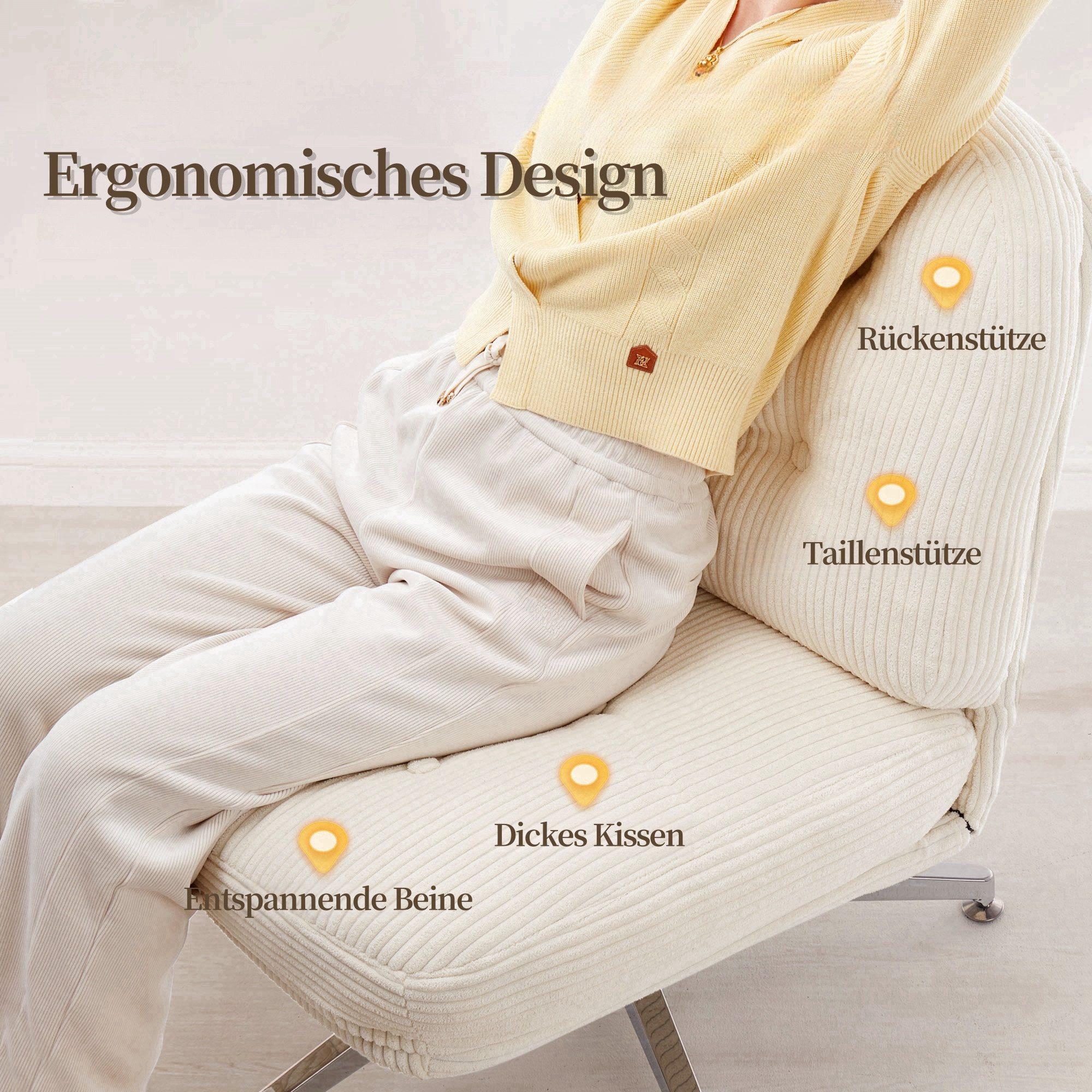 IWMH Bürostuhl Dick Schreibtischstuhl Ohne Rollen, Cordstoff Drehstuhl ohne günstig online kaufen