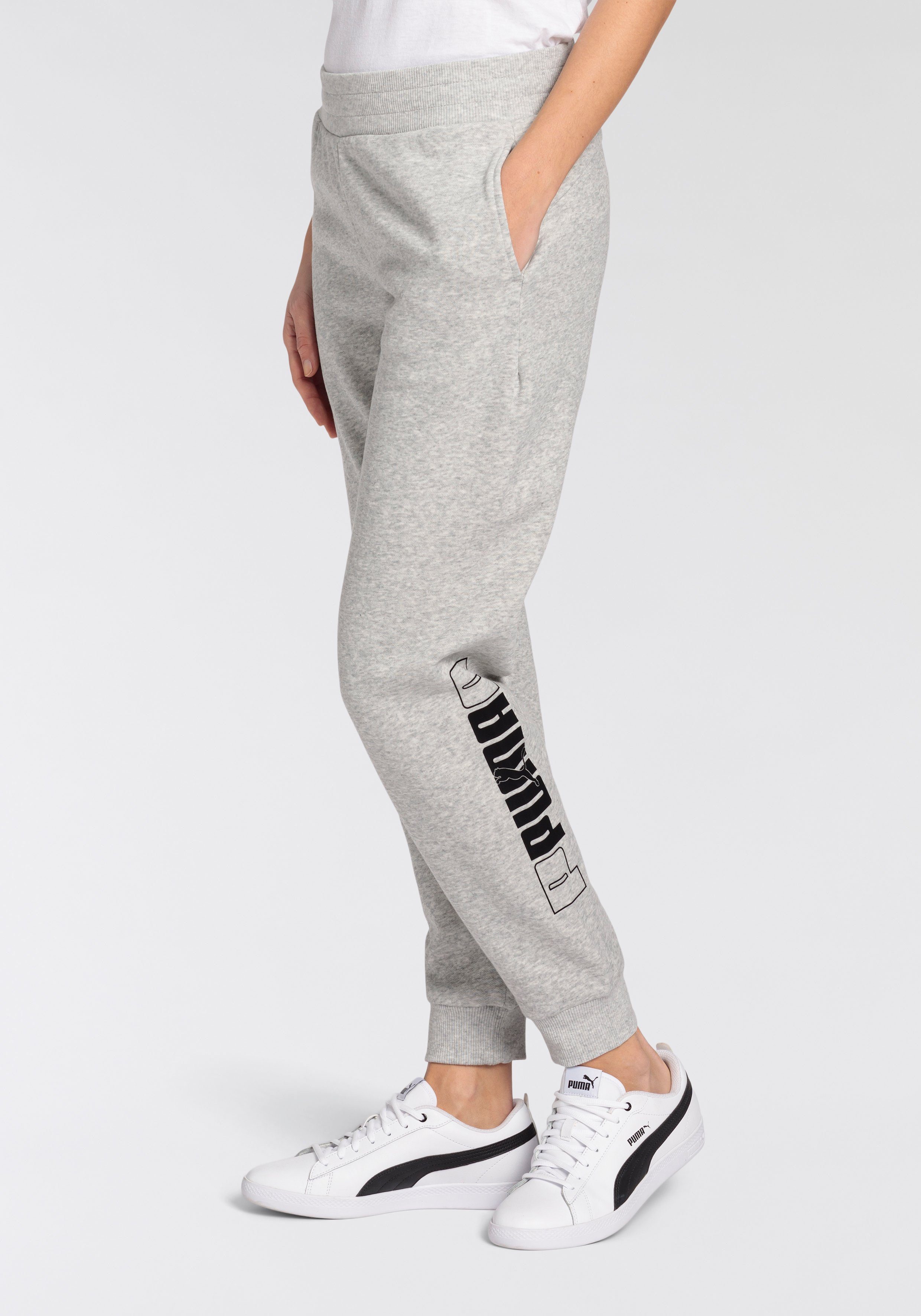 Gray ESS+ Light PUMA Trainingshose LOGO LAB FL Heather PANTS