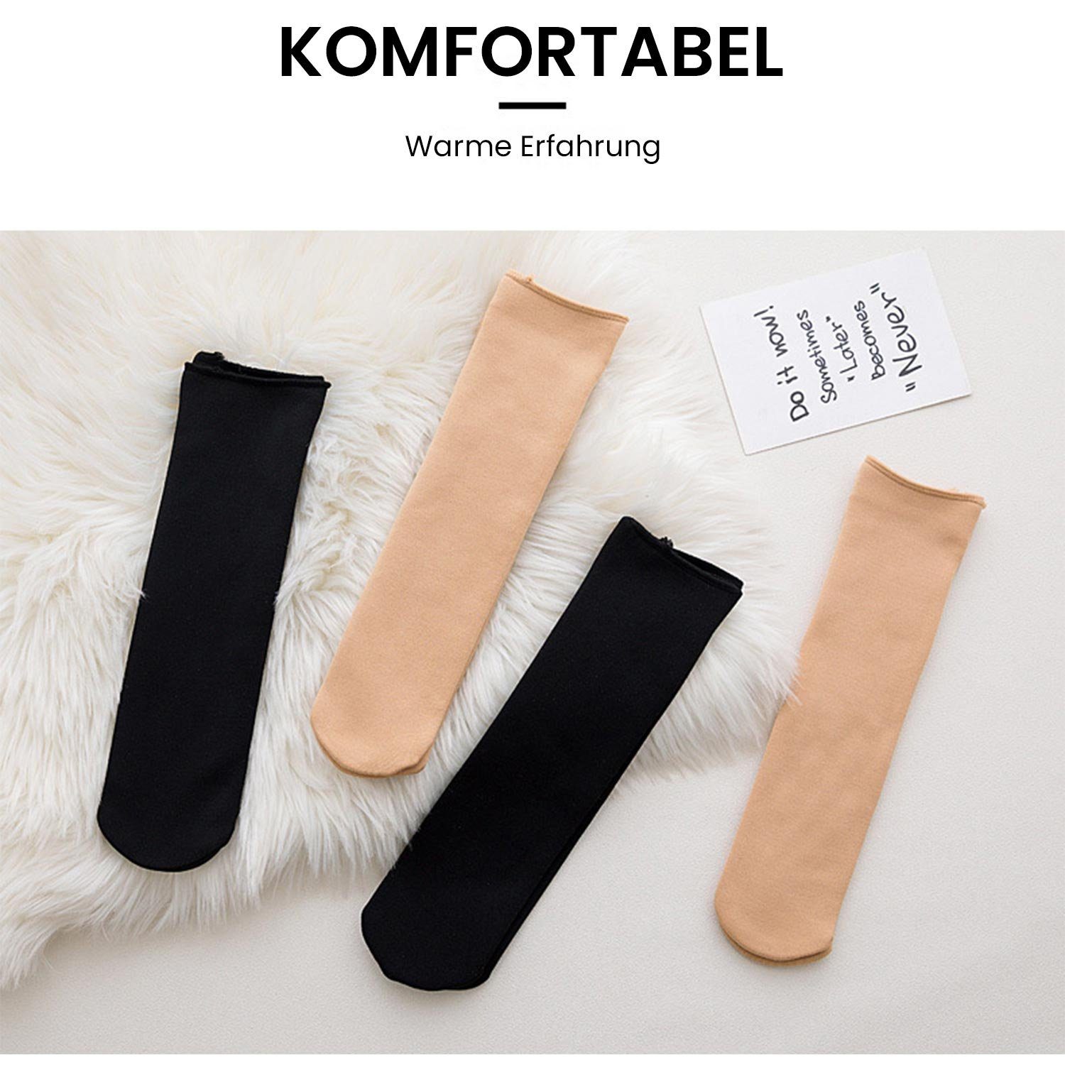 Damen mit MAGICSHE (2-Paar, Socken Thermosocken 2er Fleecegefütterte Schwarz+Grün 2 Paar Pack) Warme Wintersocken