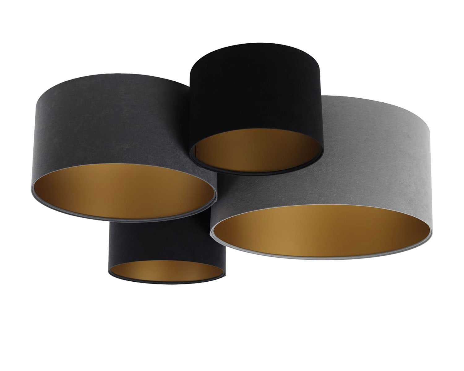 Kiom Deckenleuchte PlaMian 4 black, dark grey, grey & gold 92 x 88 cm, Fassung 4 x E27, Leuchtmittel nicht inklusive, Leuchtmittel abhängig