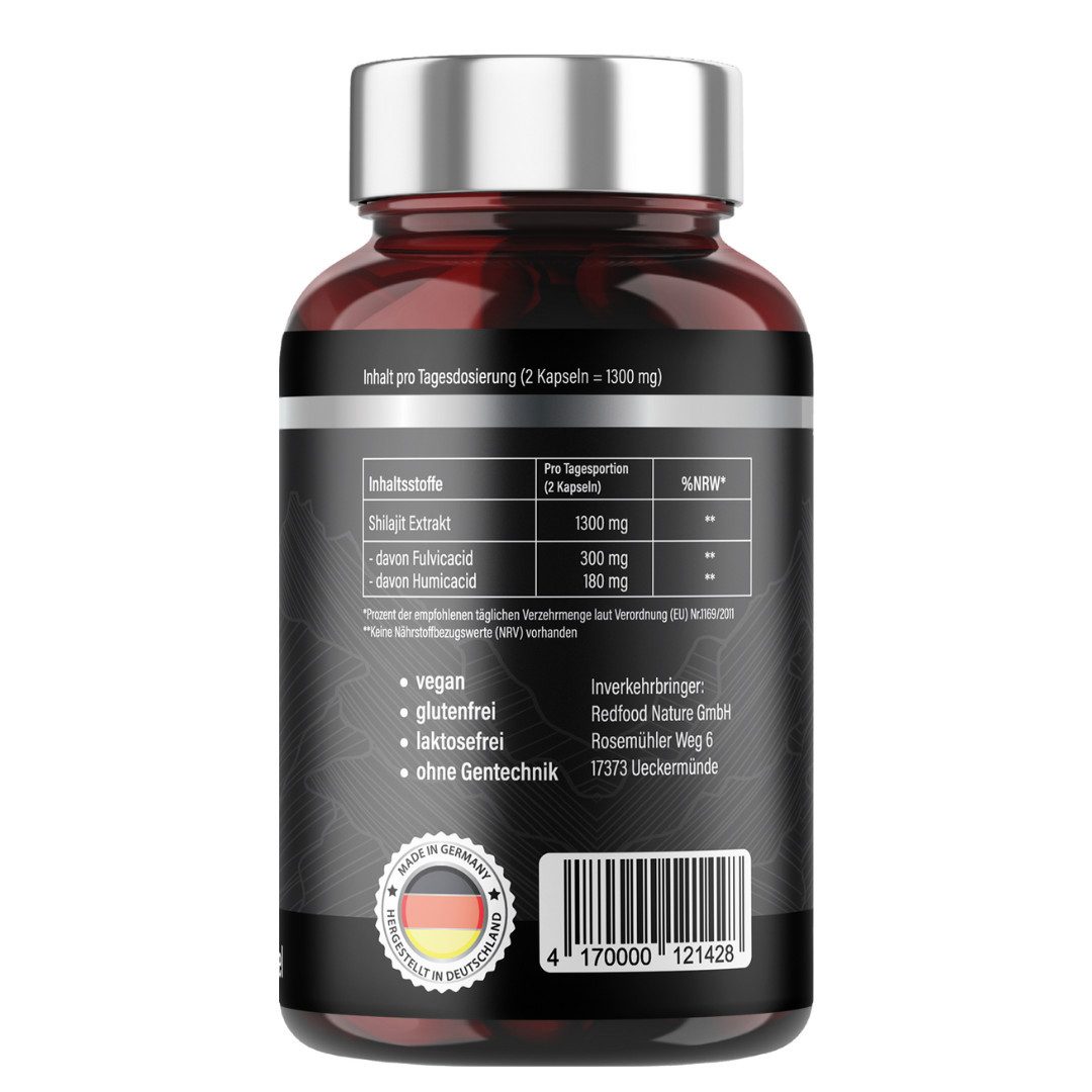 Redfood Mumijo Shilajit Kapseln - Original aus dem Himalaya, 80% Fulvinsäure Kapseln, 1 er 180 St., 135 g