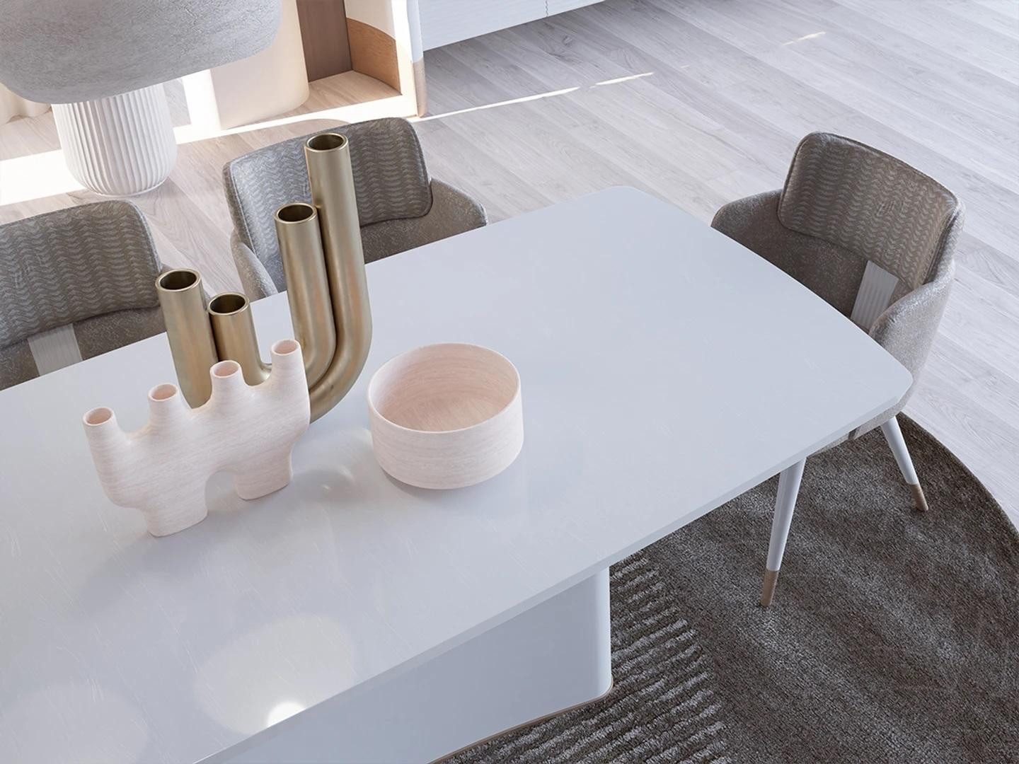 Xlmoebel Esszimmer-Set Luxus Esstisch mit elegantem Sideboard in modernem Design, (6-St., Esszimmer Set 6tlg (Esstisch + 4x Stühle + Sideboard), Hergestellt in Europa