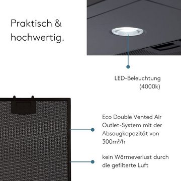 wiggo Wandhaube Dunstabzugshaube 60cm - grau, Abluft oder Umluft Dunstabzug mit LED-Beleuchtung & 3 Leistungsstufen