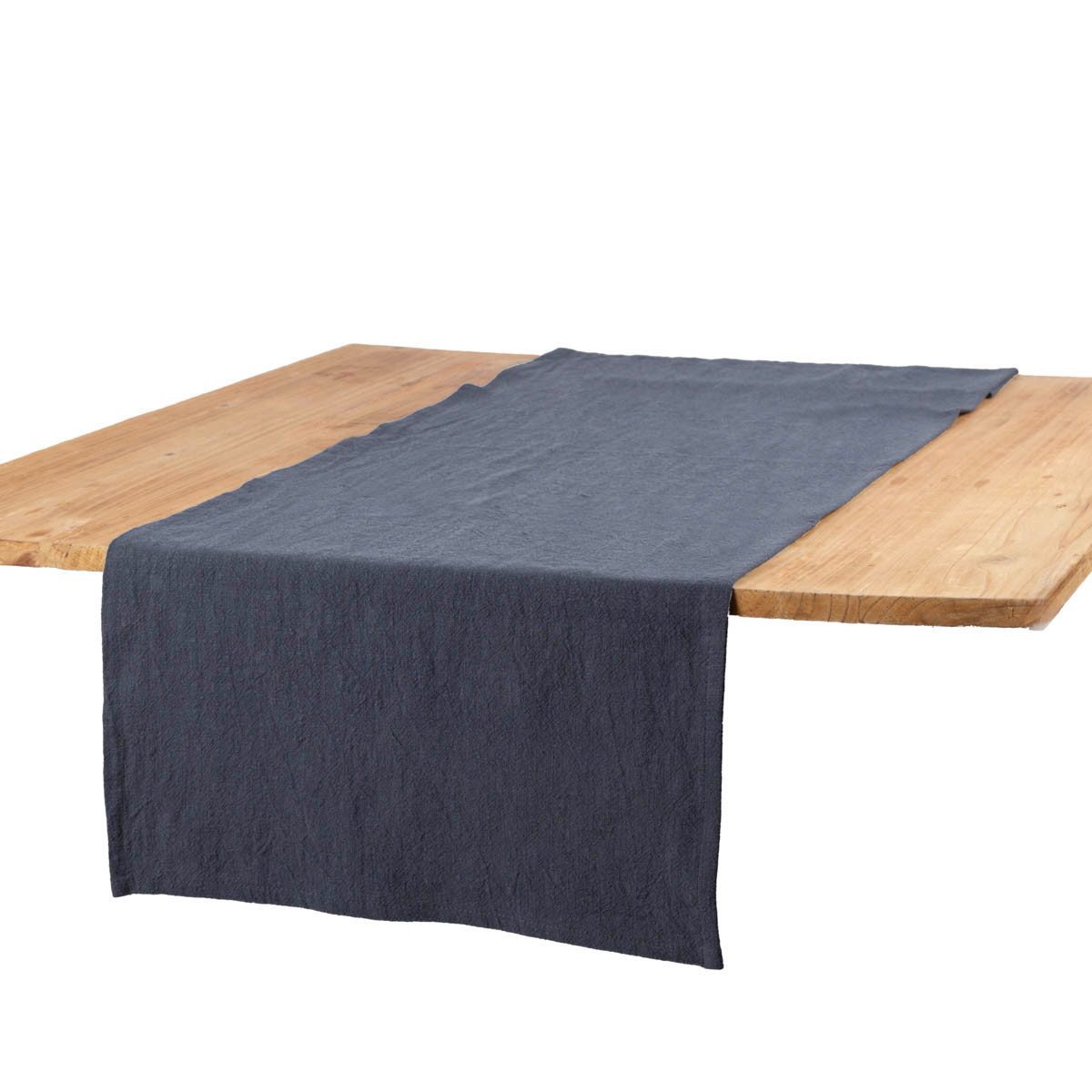 SCHÖNER LEBEN. Tischläufer Tischläufer Leinen mit BW dunkelblau 40x160cm von SCHÖNER LEBEN., handmade