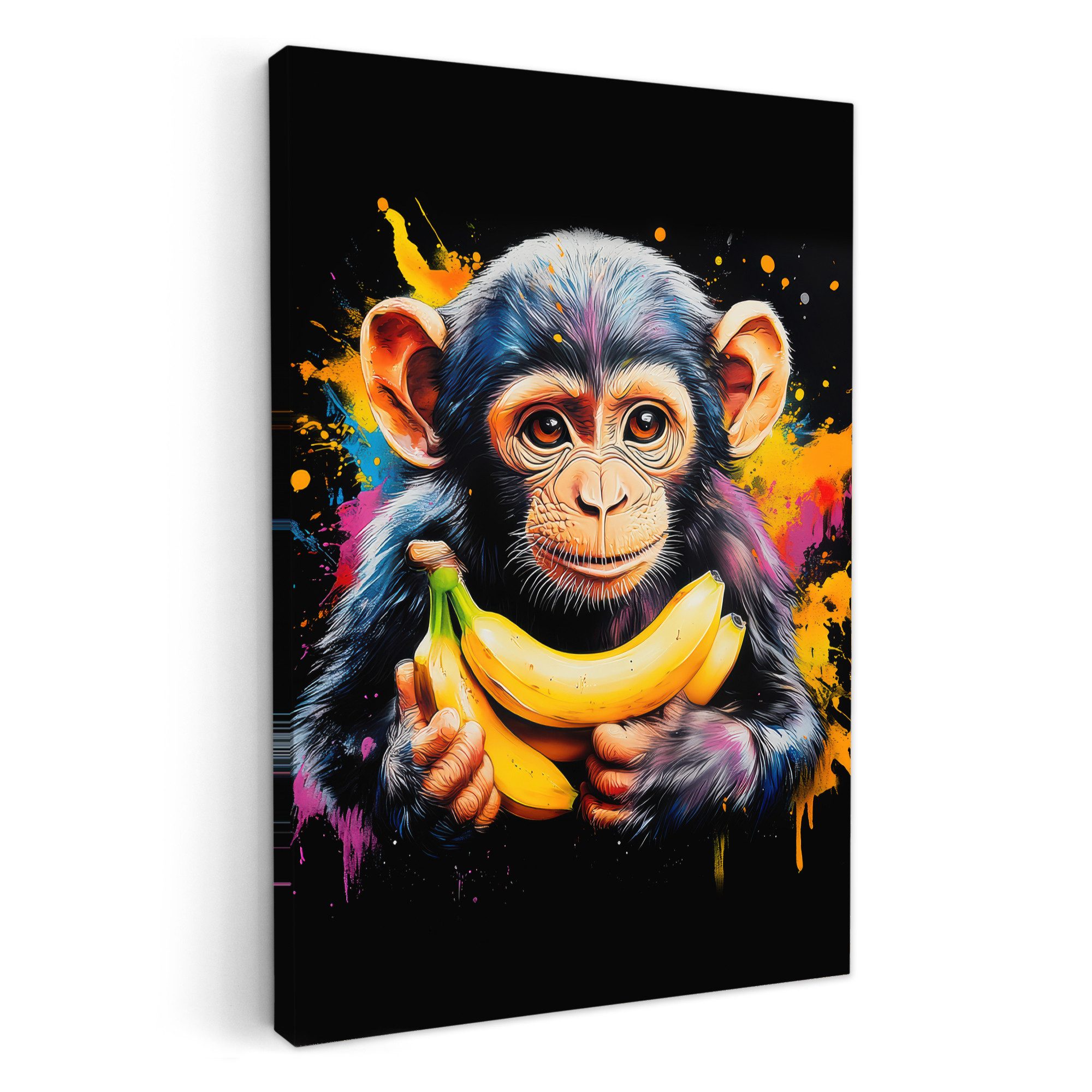 OneMillionCanvasses® Leinwandbild Affe - Graffiti - Farbenfroh - Bananen - günstig online kaufen