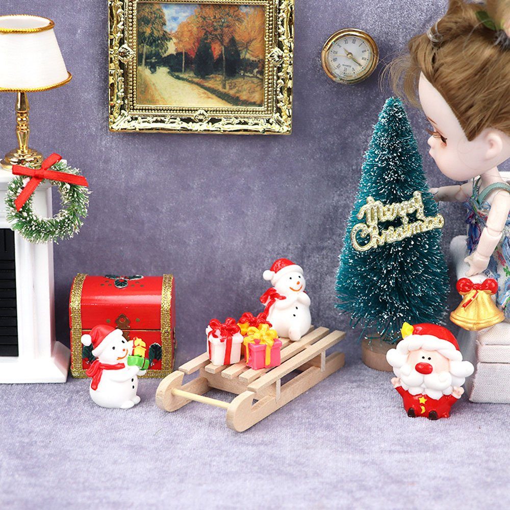 CTGtree Dekoobjekt Miniatur St) Weihnachten (2 Schlitten Zubehör Geschenkkasten