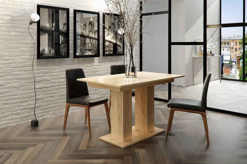Fun Möbel Säulen-Esstisch Esstisch Auszugstisch DANTE 130-170 x 80 cm in Matt oder Hochglanz