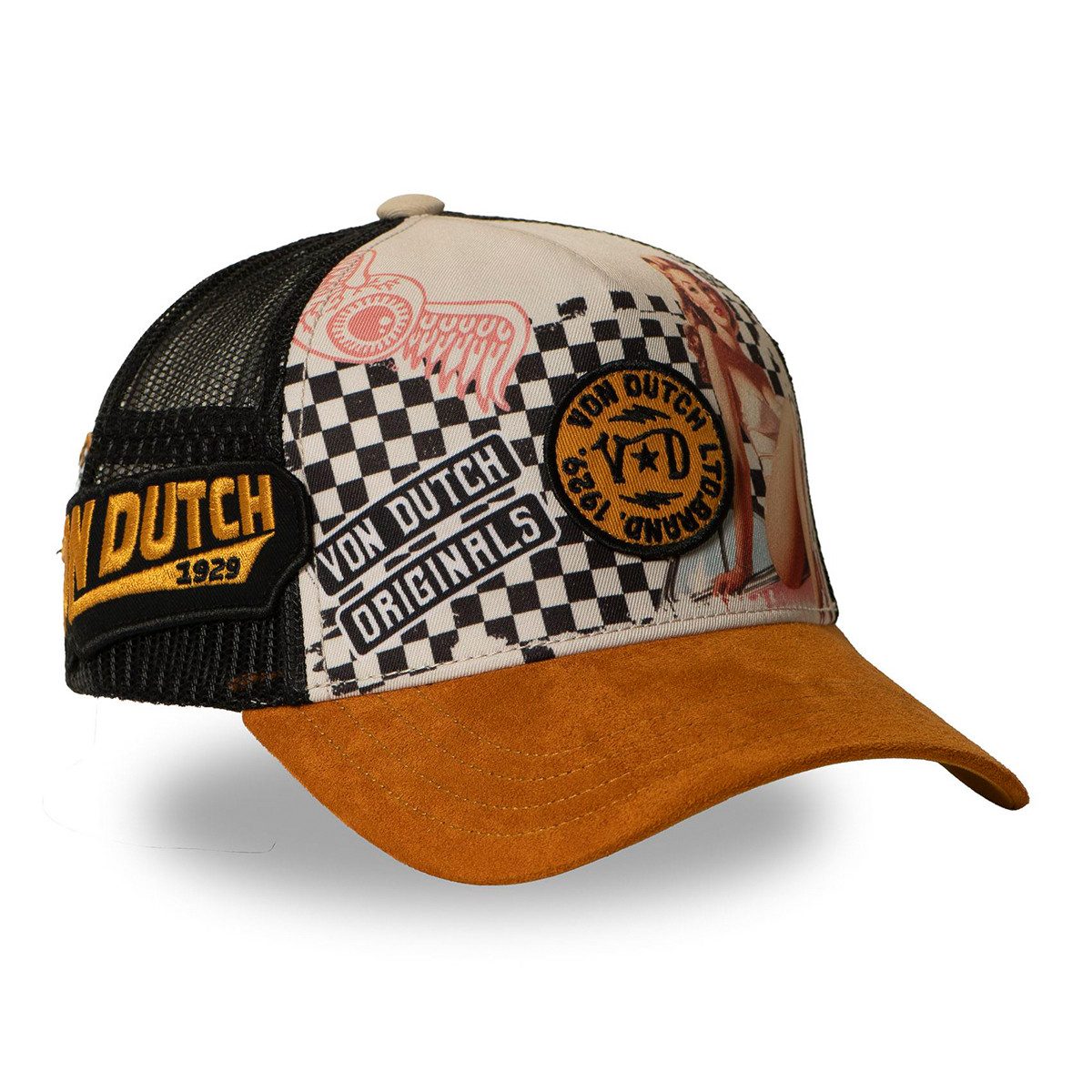 Von Dutch Trucker Cap Subl Retro Print mit markanten Stickerei