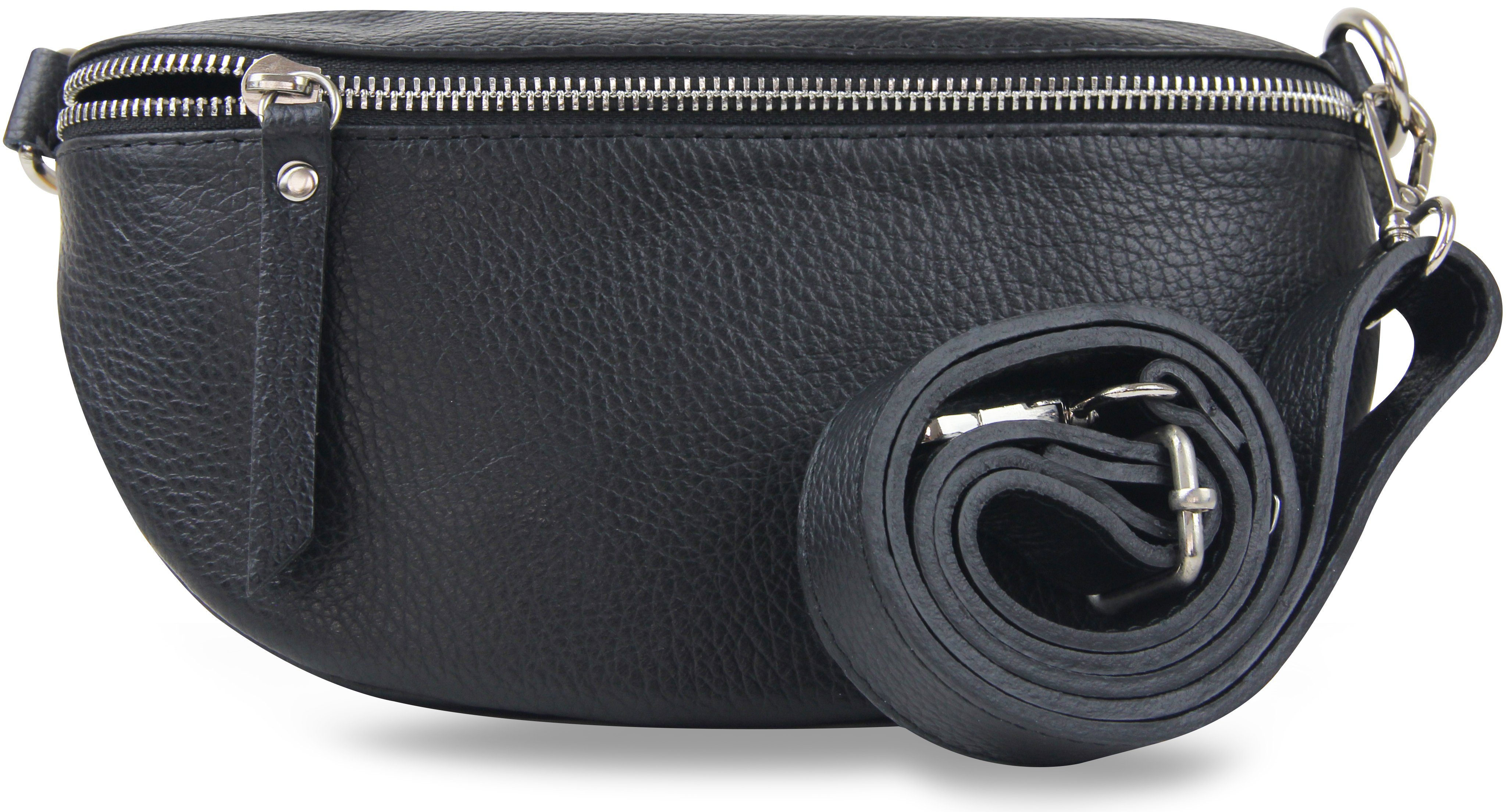 Umhängetasche Damen aus Echtleder, Made in Italy, Crossbody Schulter/Bauchtasche
