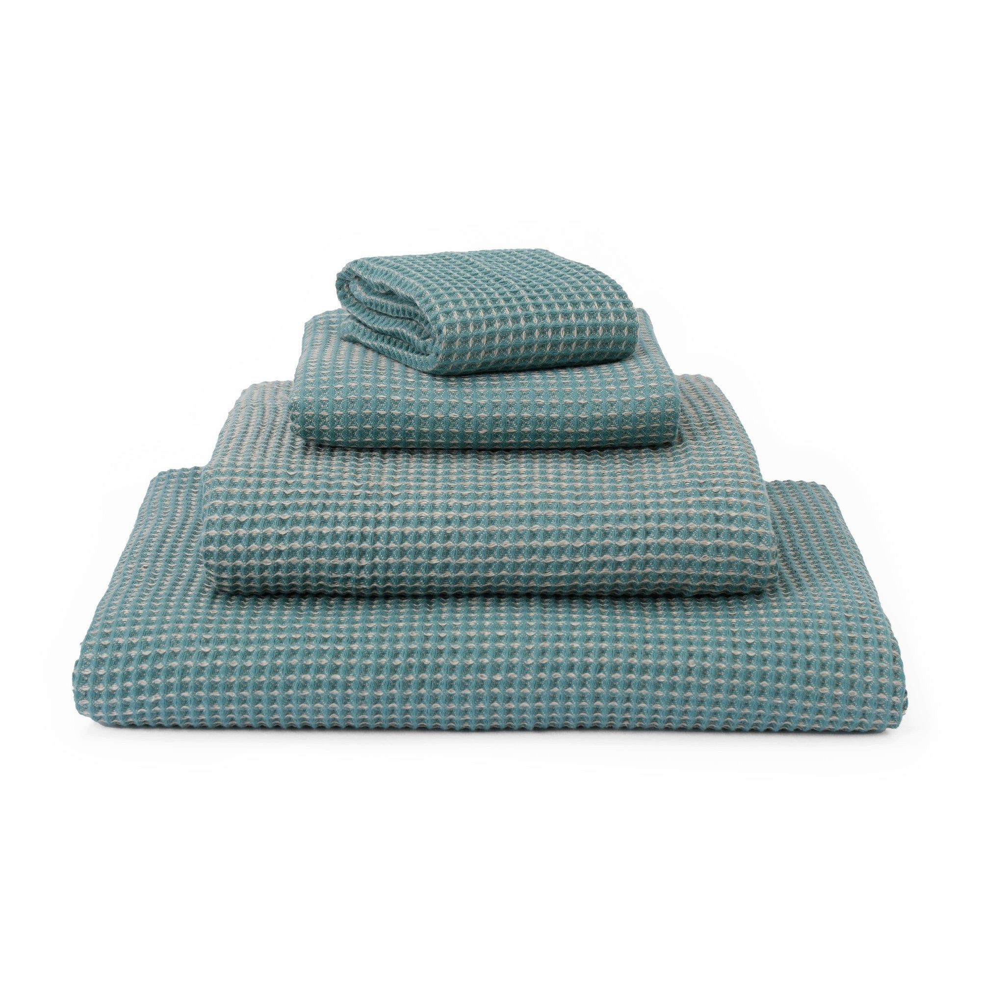 Urbanara Handtuch Handtuch Kotra 50x65 cm - Graugrün, Baumwolle & Leinen (1-St), Waffelstruktur aus hochwertigem Leinen I Made in Portugal