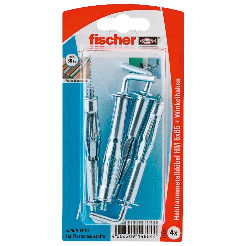 Schrauben- und Dübel-Set Fischer Hohlraumdübel 5.0 x 65 mm - 4 Stück