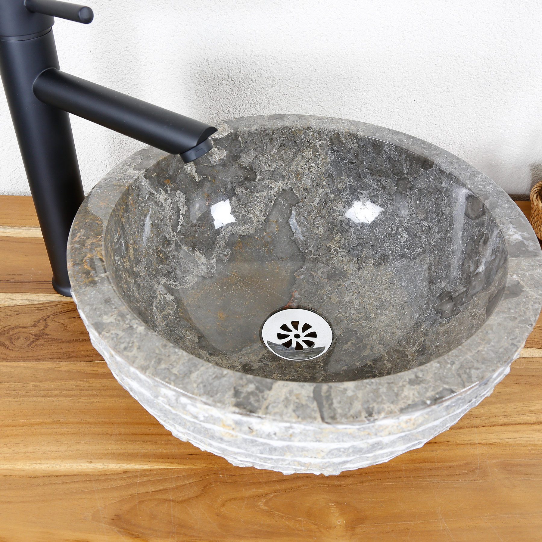 Casa Moro Waschbecken Marmor Waschbecken - Naturstein Aufsatzwaschbecken Rund