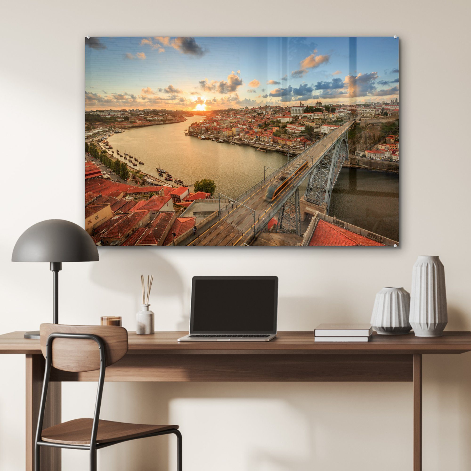 Acrylglasbild & Sonnenuntergang in St), Schlafzimmer Acrylglasbilder (1 Porto, Wohnzimmer MuchoWow