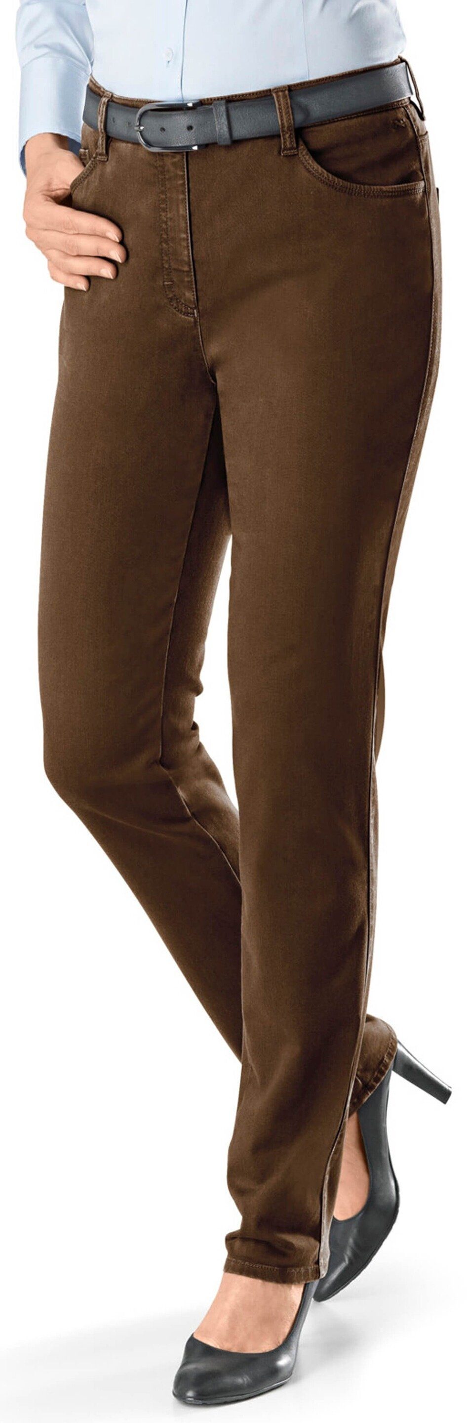 Brax Stoffhose BRAX Winter-Baumwoll-Hose Mary braun Slim Fit in softer Qualität