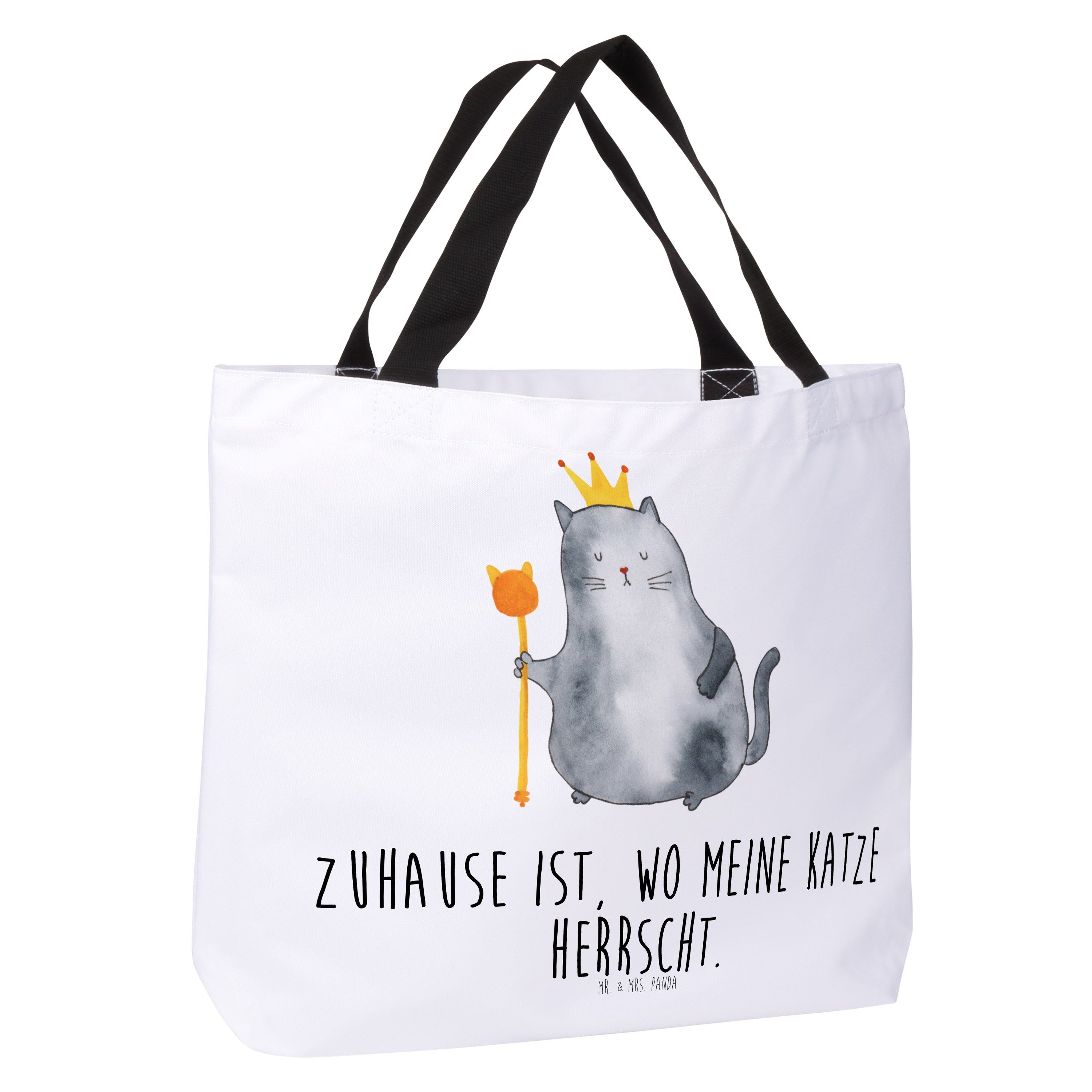 Shopper Mr. - Panda Katzen Shopper (1-tlg) Strandtasche, Weiß Alltagstasche, - Geschenk, Koenig & Mrs.