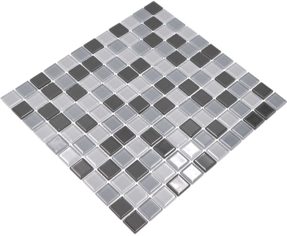 Mosani Mosaikfliesen Glasmosaik schwarz 10 Mosaik Matten / glänzend Crystal