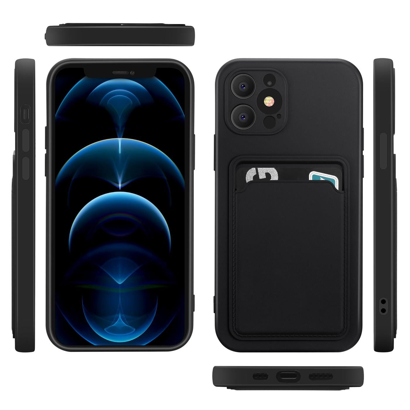 CoolGadget Handyhülle Schutzhülle mit Kartenfach für Apple iPhone 12 Pro Max 6,7 Zoll, Silikon Case Slim TPU Cover Tasche mit Aufbewahrung EC Karte Ausweis