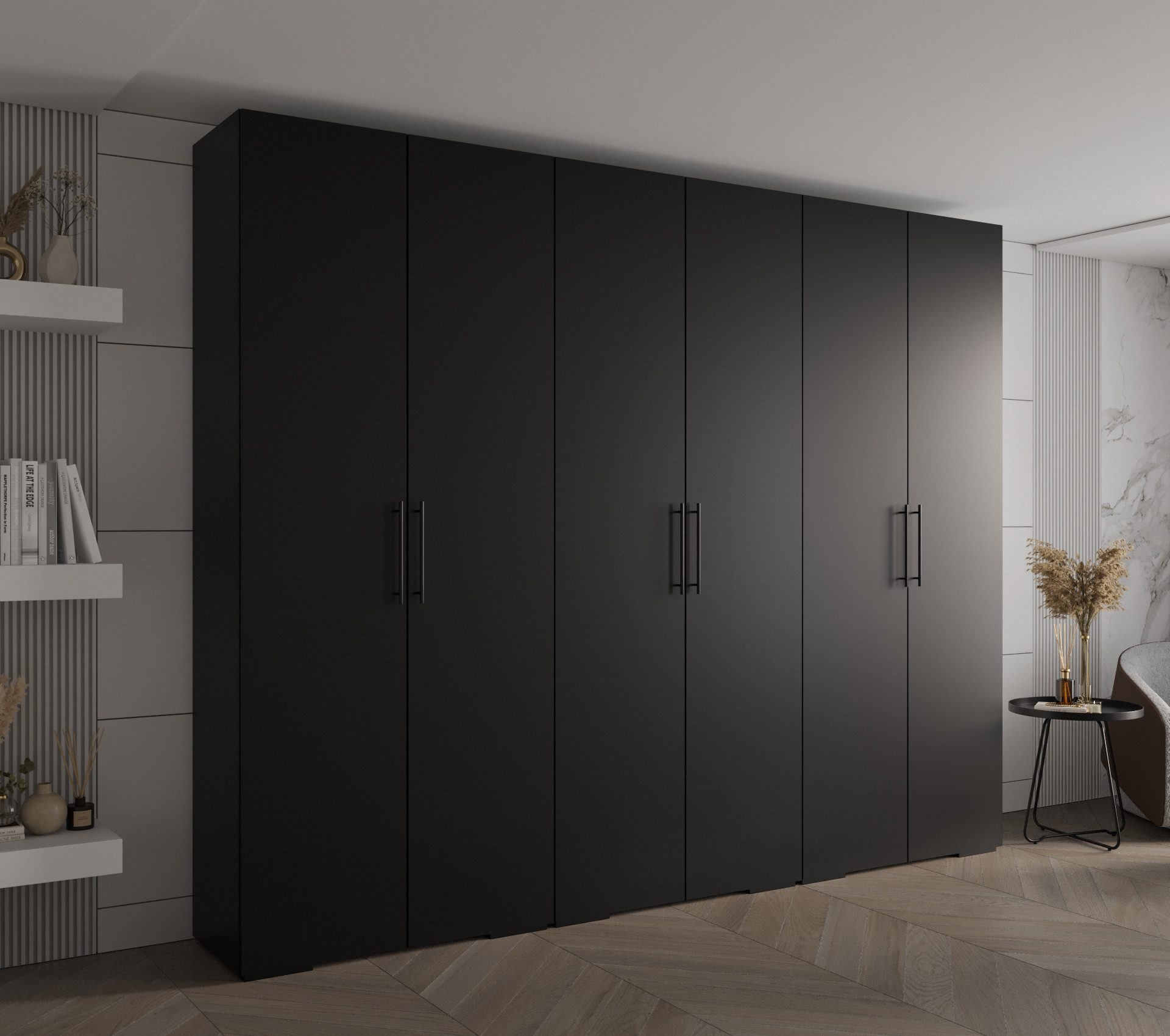 ABIKS MÖBEL Drehtürenschrank INOVA 3 Schlafzimmerschrank mit Kleiderstange und Regalen