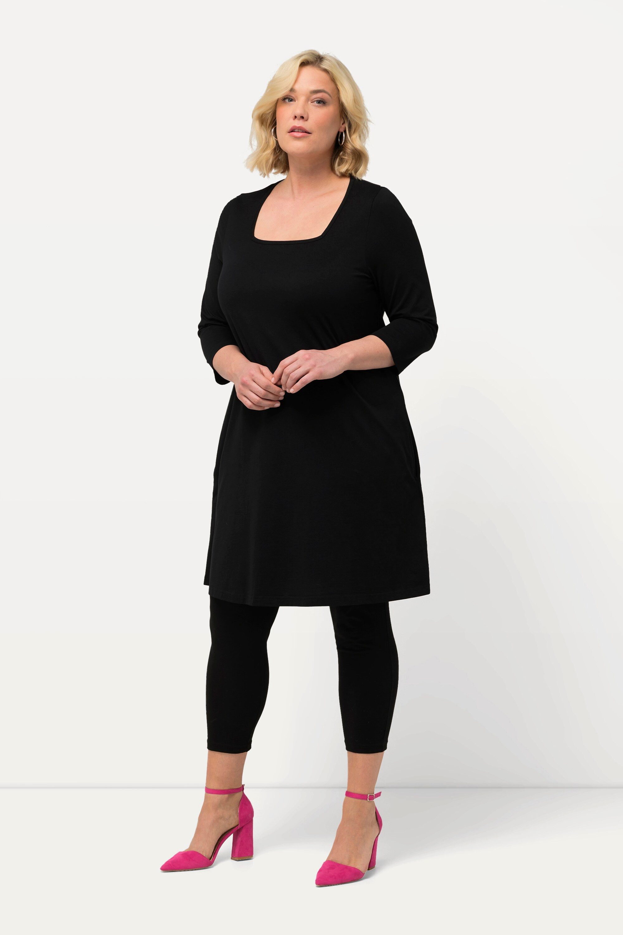 Ulla Popken Longshirt Longshirt A-Linie Carré-Ausschnitt günstig online kaufen