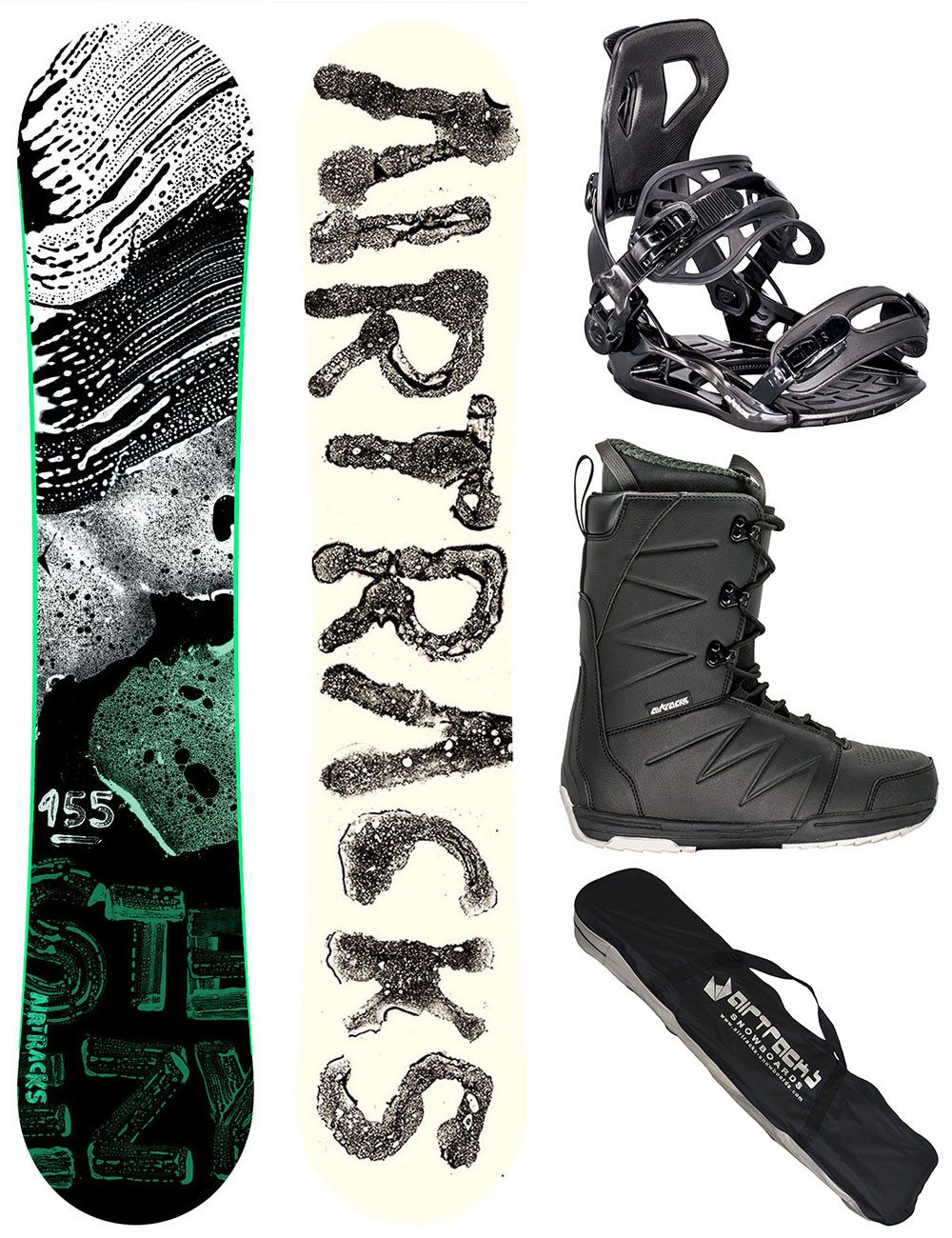Airtracks Snowboard Snowboard Komplett Set Steezy Wide » Mod. 25/26 (4 St., 4er Pack), Snowboard + Bindung Master + Boots + Bag / 145 150 155 160 cm
