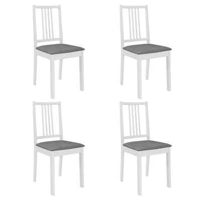 vidaXL Esszimmerstuhl Esszimmerstühle mit Polstern 4 Stk. Weiß Massivholz