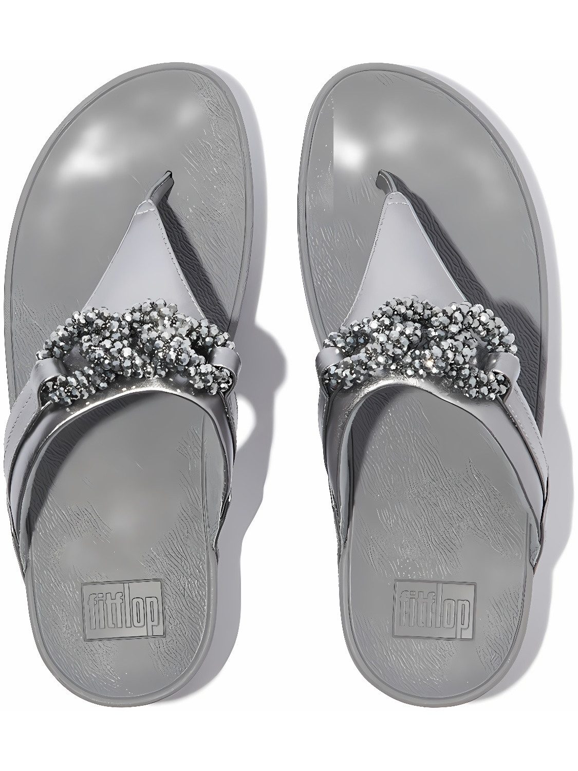 Fitflop Lulu Beaded-Chain Leather Toe-Post Sandals Sandale