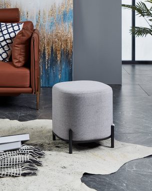 EGLO Living Hocker Mashike, Sitzhocker, runder Couch Beistellhocker, Pouf aus Textil, Ø 38 cm