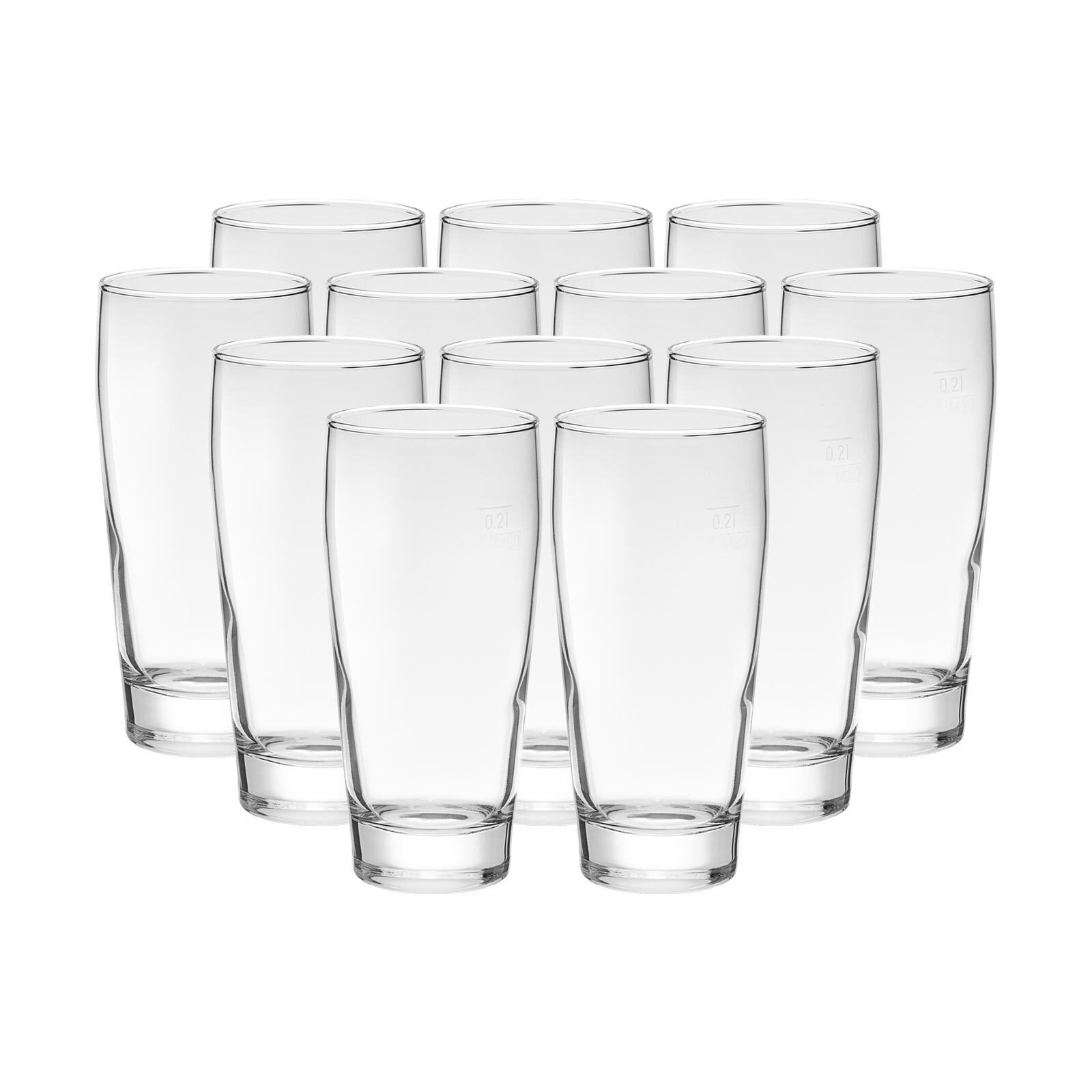 Pasabahce Bierglas Jubilee Willi Becher geeicht 0,2 l 12er Set, 12-tlg., Glas