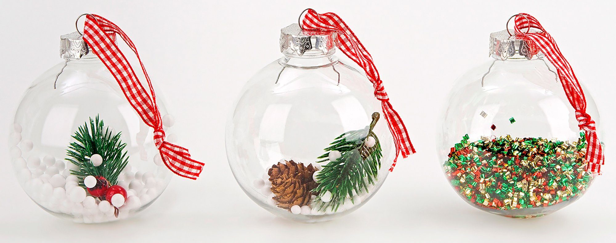 BRUBAKER Weihnachtsbaumkugel Christbaumkugel Set aus Acryl (12 St), Baumkugel Set mit Juteaufhängern, befüllte Weihnachtskugeln – Bild 3 von 5