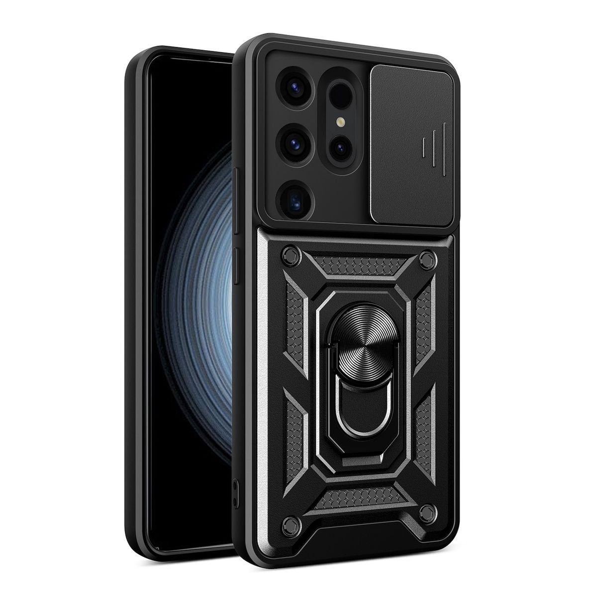 Wigento Handyhülle Für Samsung Galaxy S24 Ultra TPU Magnet Ring Kamera Cover Handy Hülle