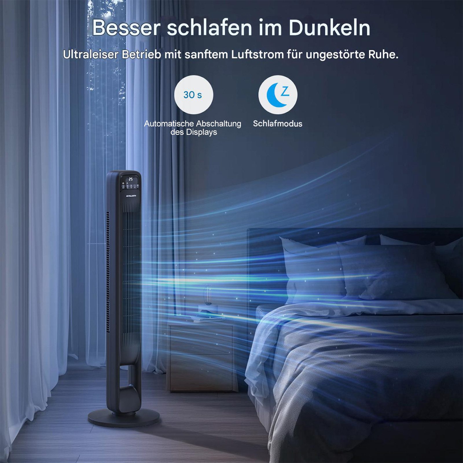 PALINTH Turmventilator Turmventilator 99cm – 65°oszillierend,mit 3 Modi/3 Geschwindigkeiten, Leiser Säulenventilator mit Fernbedienung,Timer,Memory-Funktion