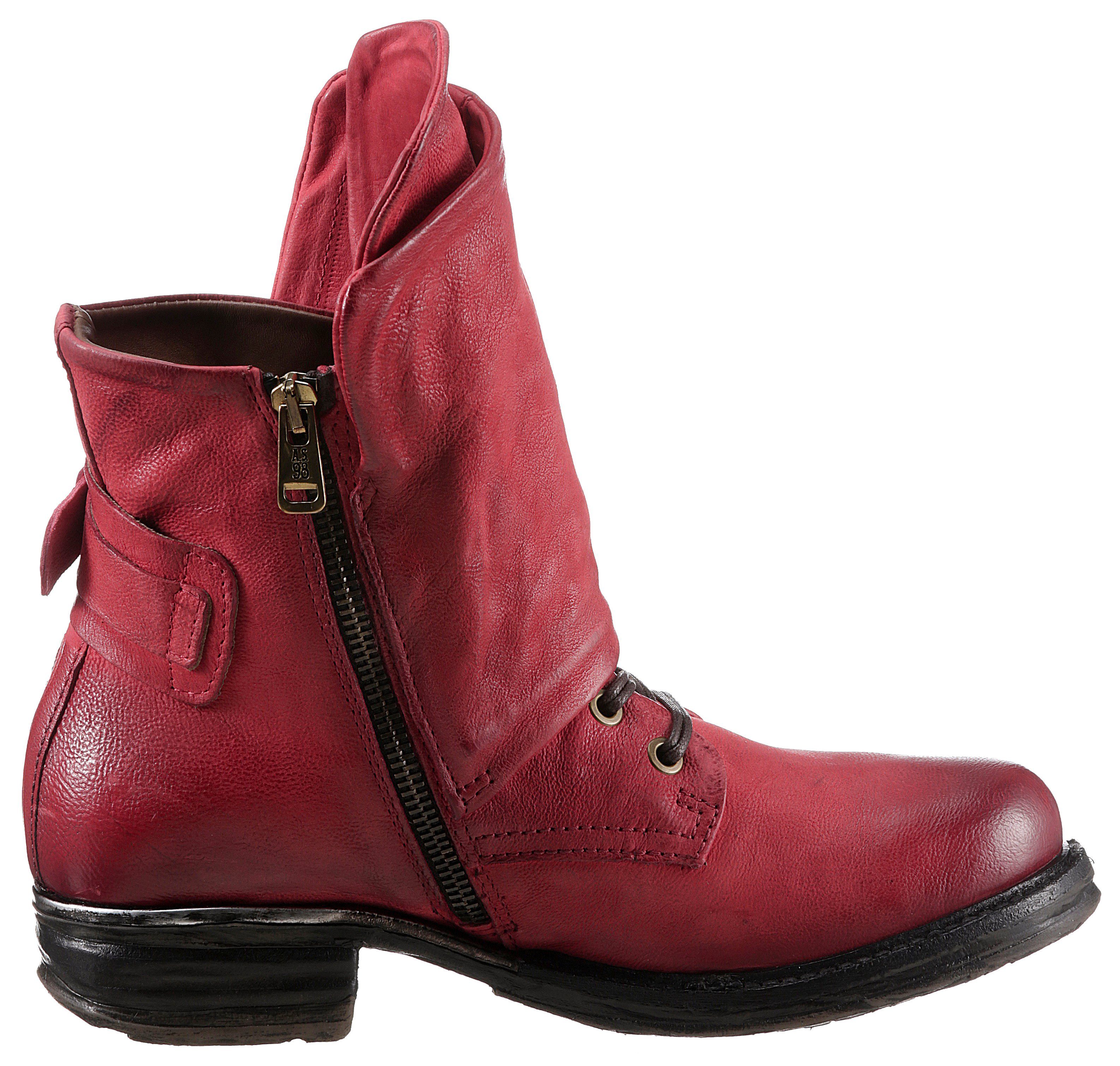 Draht biegsamem SAINTMETAL used mit im A.S.98 rot Schaftrand Bikerboots