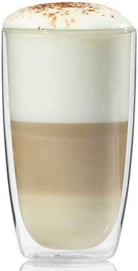 Dimono Latte-Macchiato-Tasse Doppelwandiges Trinkglas 450ml, Borosilikat-Glas, Wasser- Longdrink- & Cocktailgläser