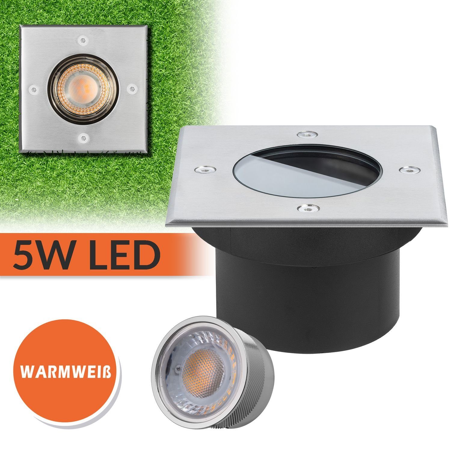 LEDANDO LED Einbaustrahler Flacher LED - Dimmbare Bodeneinbaustrahler mit - Farbtemperatur tausch
