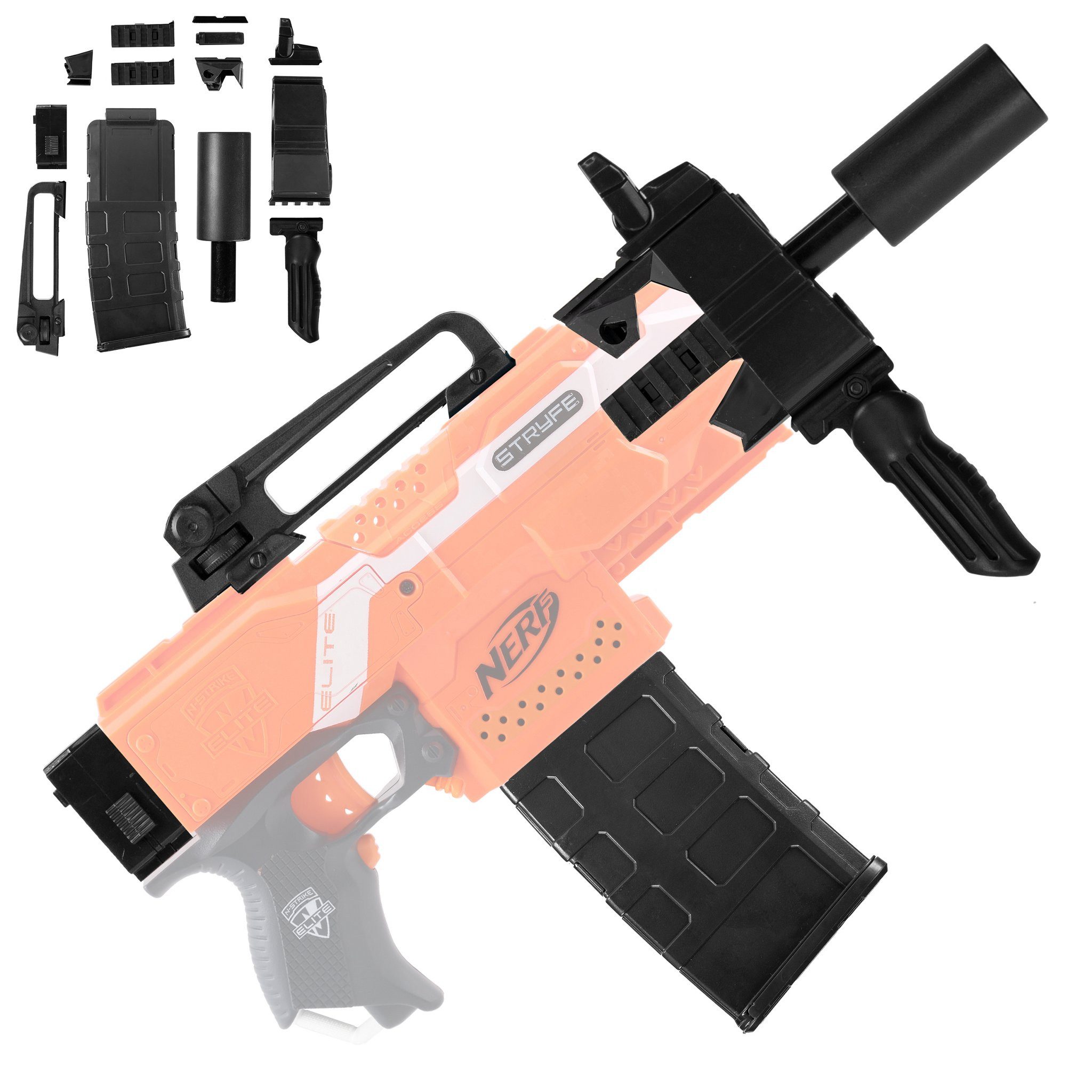 Blasterparts Blaster SMG-Kit 2: Silencer Gun, schwarz, SMG-Kit 2, schwarz: Das günstige Modding Kit mit geringen Bastelbedar