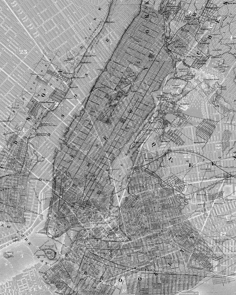 Komar Vliestapete NYC Map, (1 St), 200x250 cm (Breite x Höhe), Vliestapete,  100 cm Bahnbreite