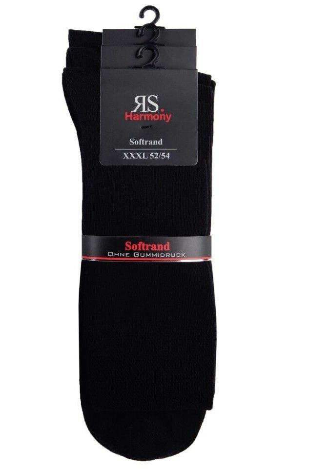 RS Harmony Businesssocken Baumwolle Herren Übergröße 47-54 schwarz mit Softrand o. Gummi