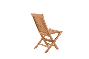 TPFGarden Gartenstuhl TEAKA - 2er Set Gartenlounge-Stühle aus unbehandeltem Teakholz (Klappbare Holzstühle - Belastbarkeit 110 kg - Farbe natur, 2 St), Maße (BxHxT): 47x89x57 cm - Sitzfläche (BxHxT): 34x45x37 cm