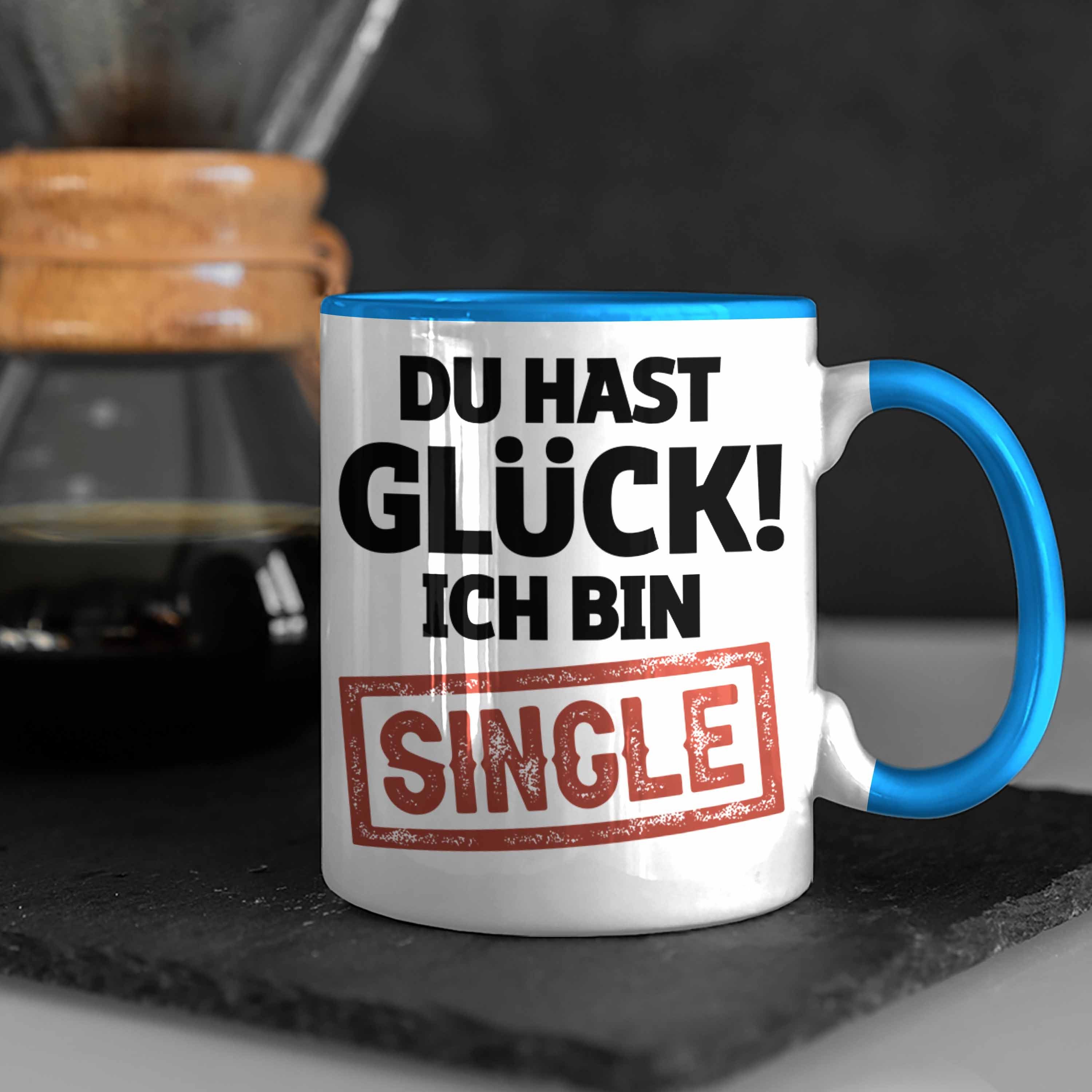 Geschenkidee Solo Trendation Kollege Kaffee-Becher Tasse Single Blau Geschenk Tasse