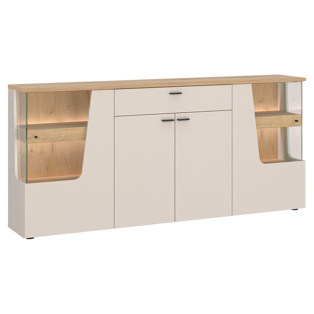 Lomadox Sideboard CARMONA-129, 190 cm breit in Kaschmir & Eiche, 4 Türen & 1 Schublade