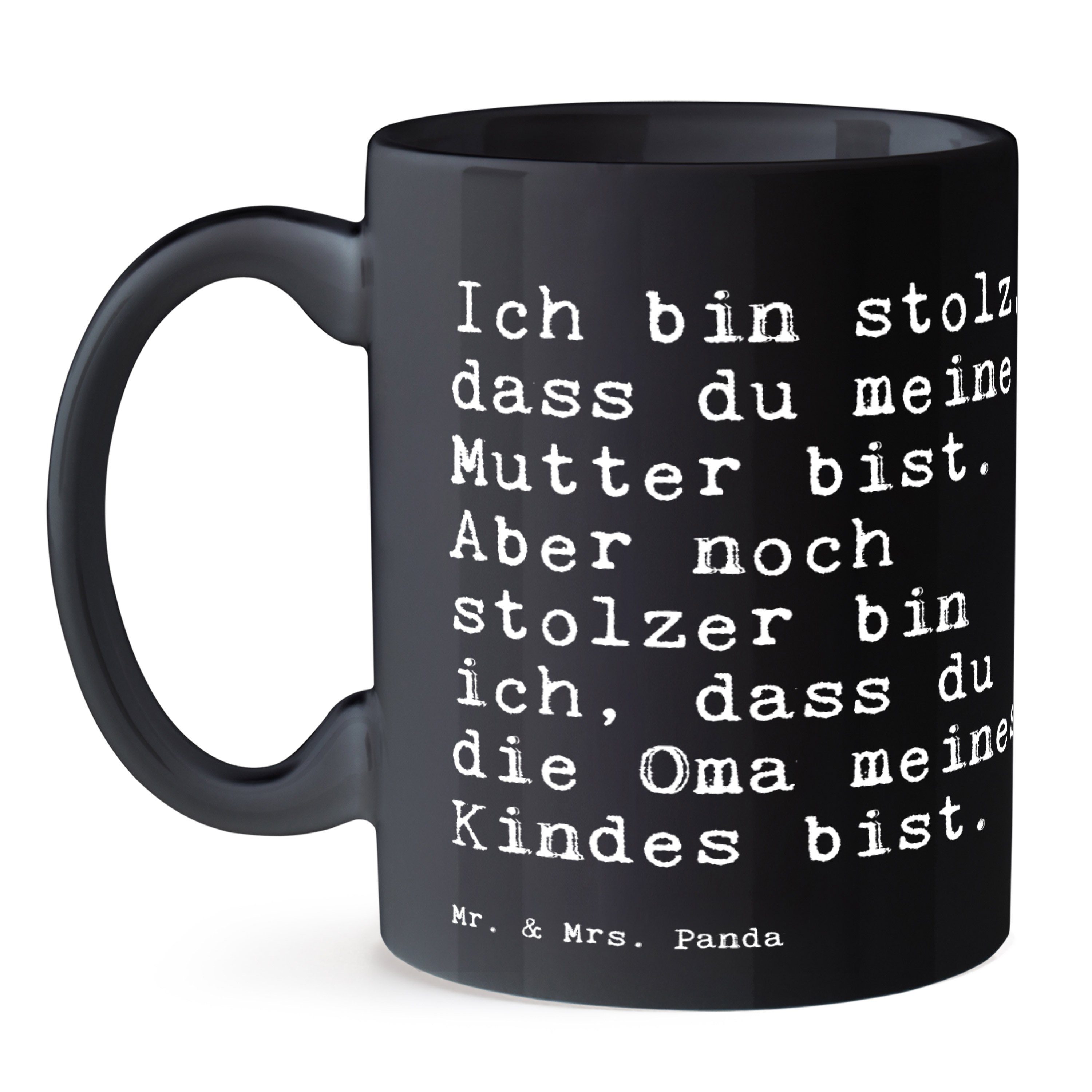 Panda - dass... Geschenk, - Geschenk, Schwarz Mr. Schwarz bin Ich Oma stolz, Tasse & Mrs. Frühstück, Keramik