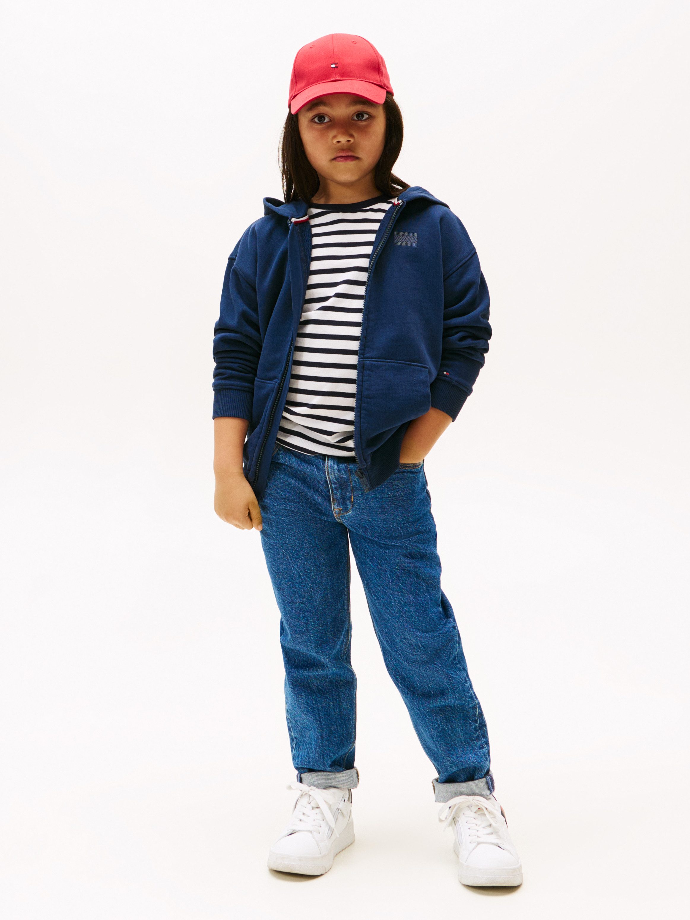 Tommy Hilfiger Kapuzensweatjacke TONAL FLAG EMB ZIP HOODIE für Kinder bis 16 Jahre, mit Kapuze