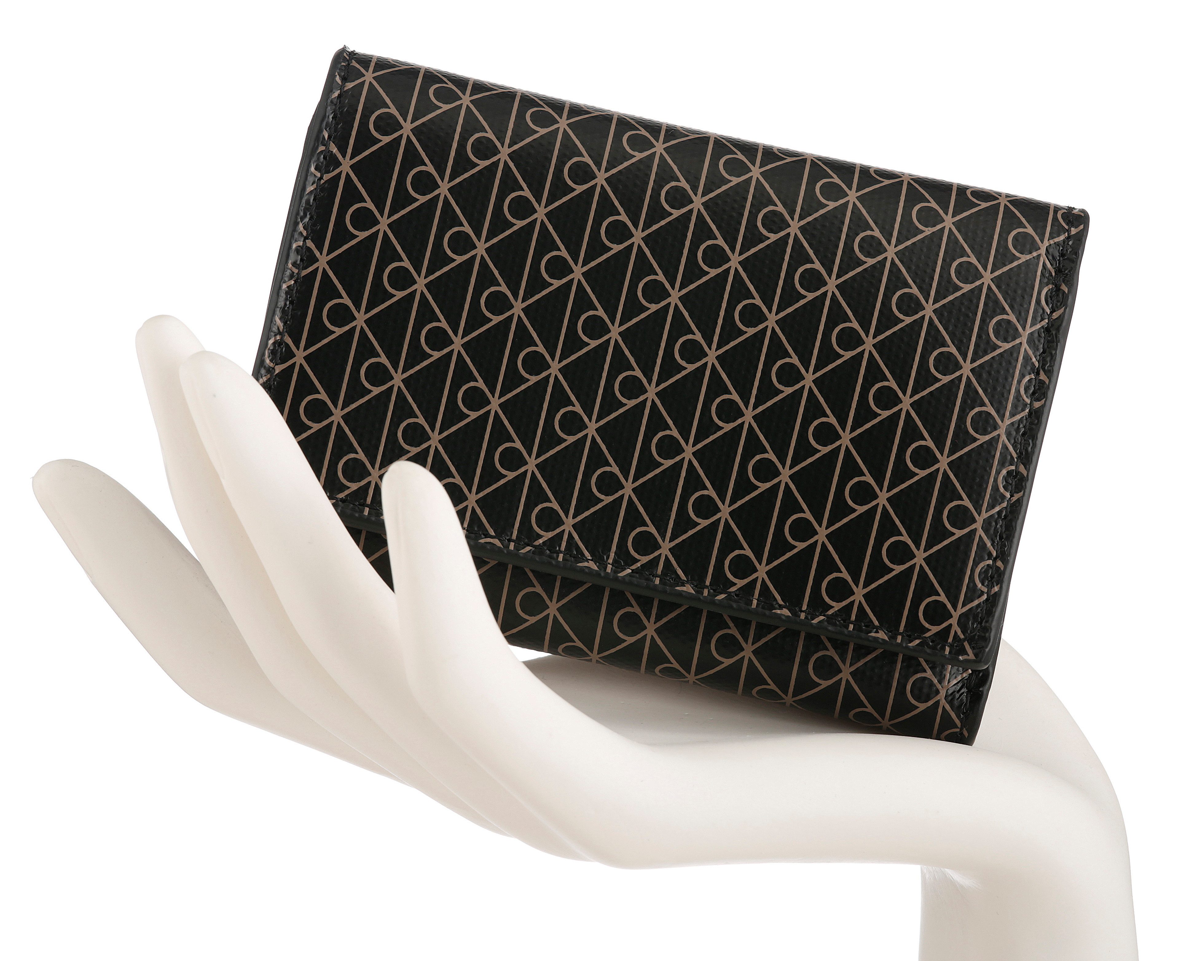 Calvin Klein Geldbörse EMBLEM AOP TRIFOLD W/ ZIP POCKET, Damen Portemonnaie, Geldbeutel mit CK-Logo