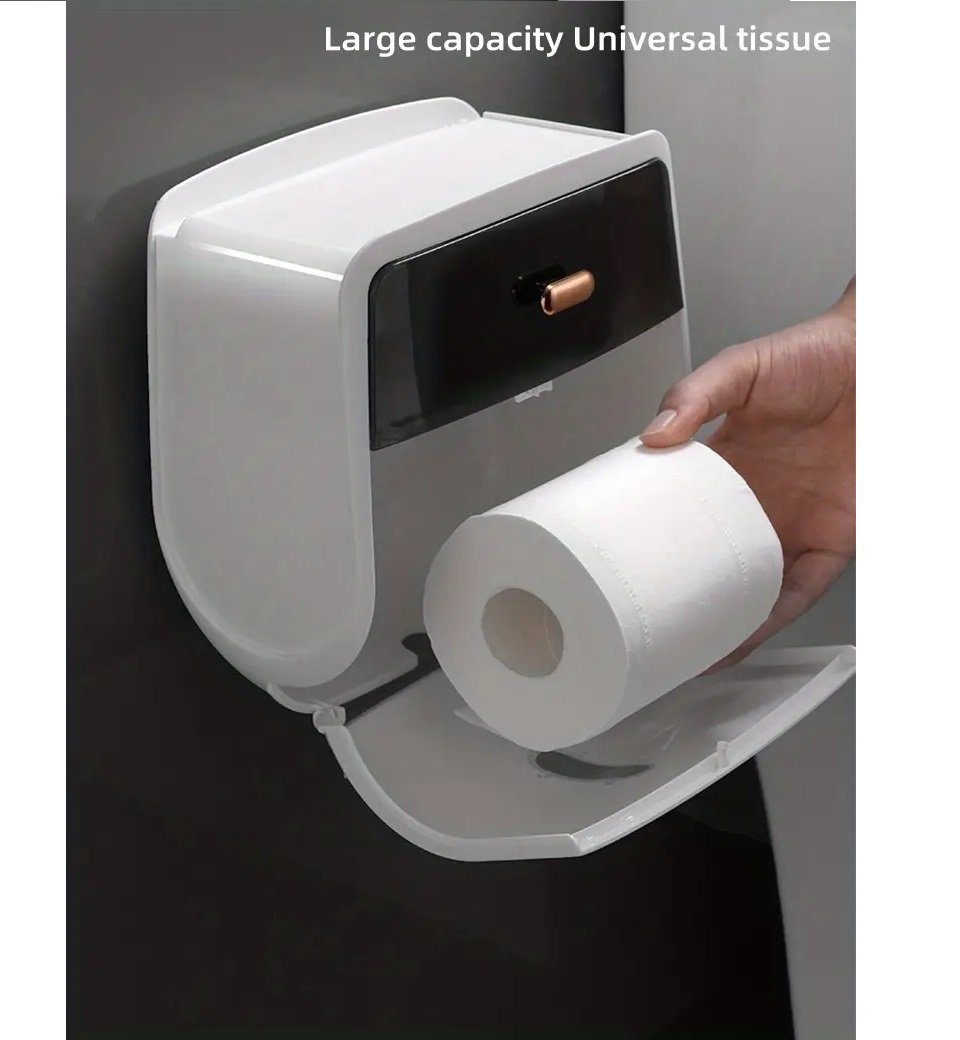 DENU-Home Toilettenpapierhalter Klopapierhalter Schrank Bohren Bohren WC ohne selbstklebend Rollenhalter, ohne Grau