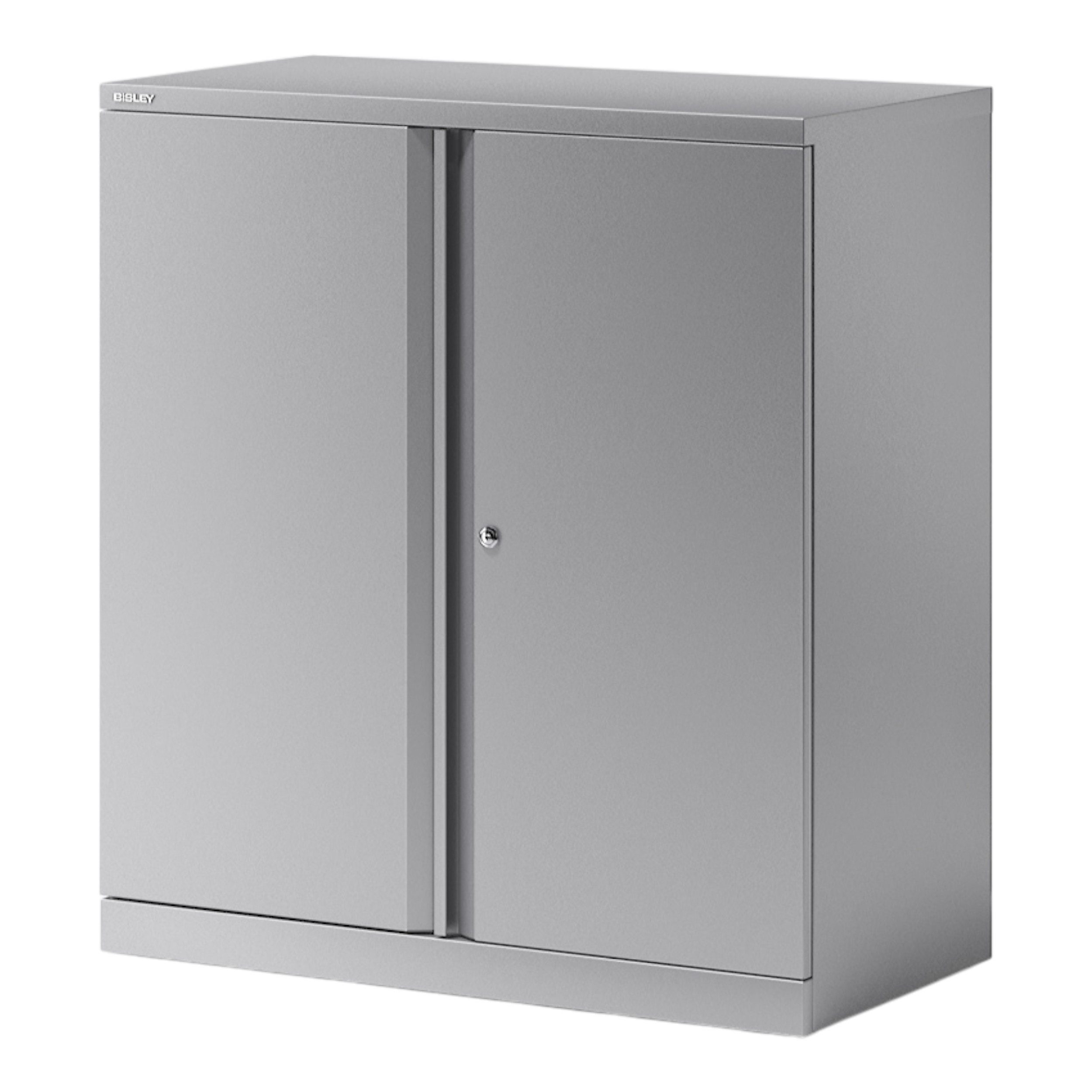 Bisley Aktenschrank Essentials Flügeltürenschrank in Silber - Maße: H 100 x B 91 x T 47 cm