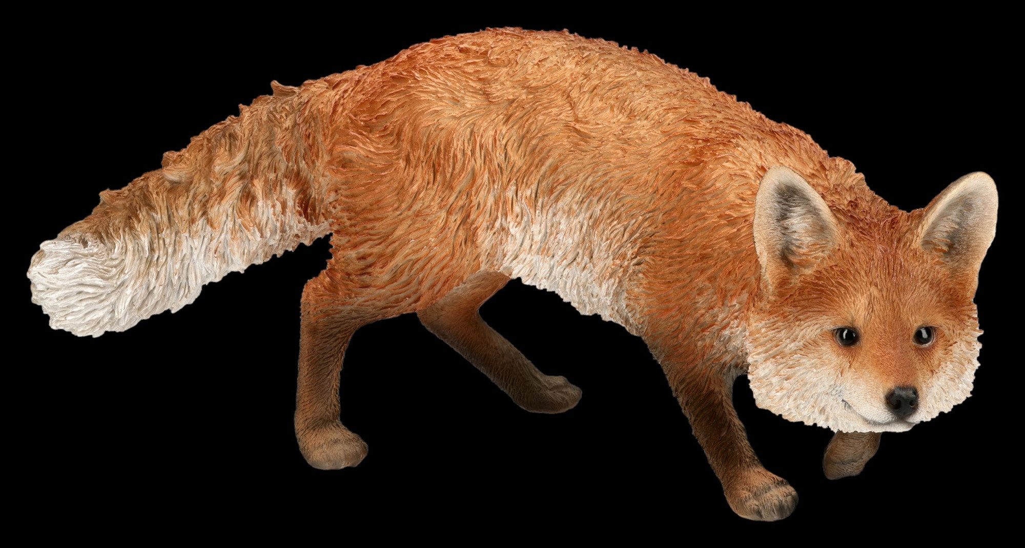 Figuren Shop GmbH Gartenfigur Fuchs Gartenfigur schleichend - Tierfigur Statue Gartendeko 37 cm