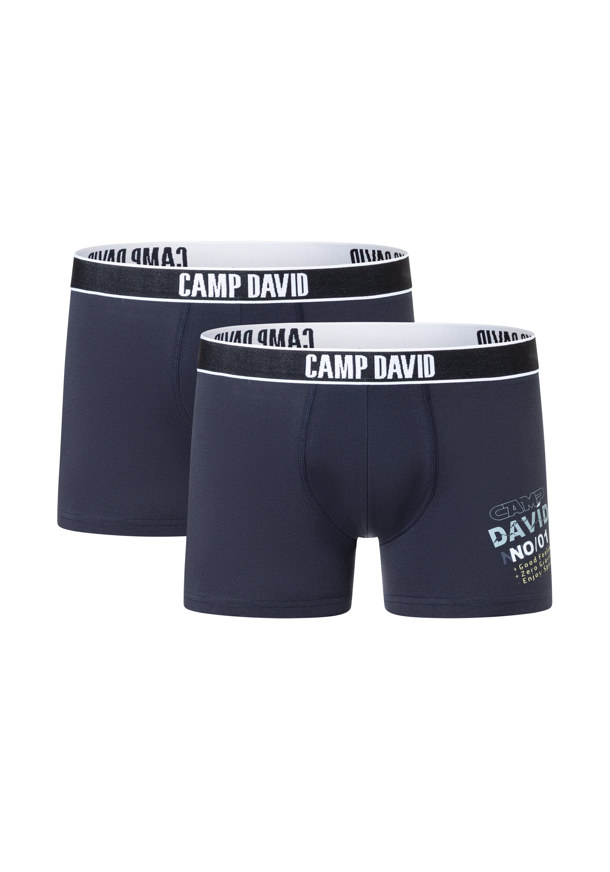 CAMP DAVID Boxershorts casual (2 Paar) mit elastischem Bund